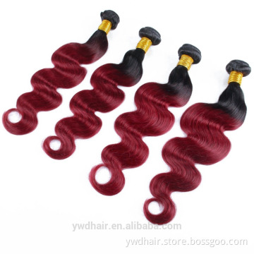 7A Ombre Color Peruvian Body Wave 3 /4 Bundles unprocessed Peruvian virgin hair Ombre Peruvian hair T1B/Burg Human Hair Weave